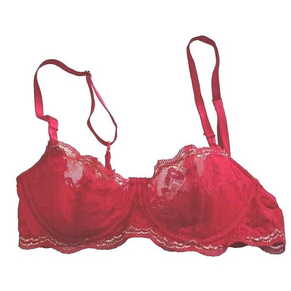 Victoria's Secret Bra Dream Angels Wicked Size 32C Unlined Uplift Red Lace - Picture 2 of 8